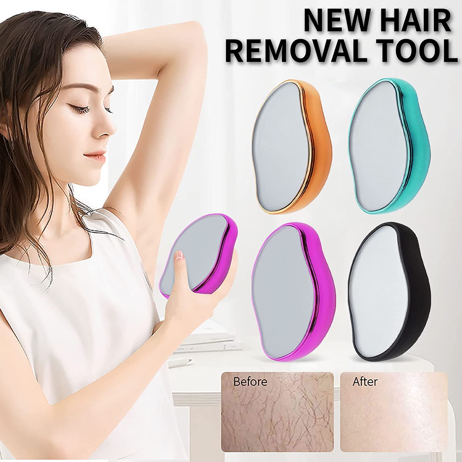 Bleame Crystal Hair Eraser – Painless Exfoliation Hair Removal Tool For Arms Legs Back – Apply To Any Part Of The Body – China (random Color)Without Box