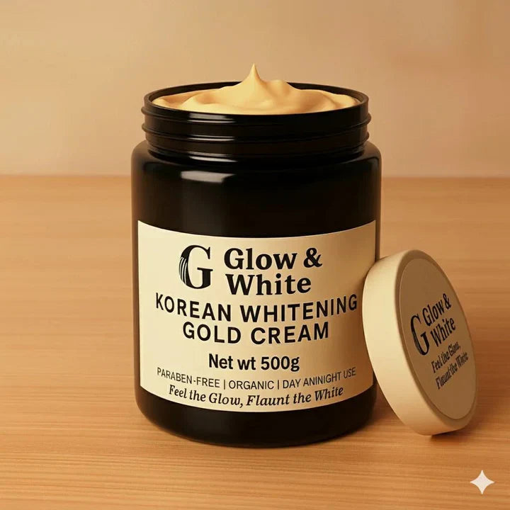 Glow & White Korean Whitening Gold Cream for radiant, bright, and nourished skin care.500Ml