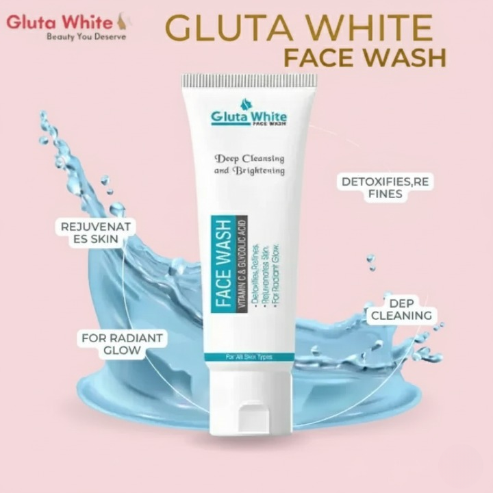 Gluta White Facewash 100ml – Brightening Deep Cleansing Formula for Clear, Glowing Skin, Gentle on All Skin Types, Daily Use Quality Face Wash