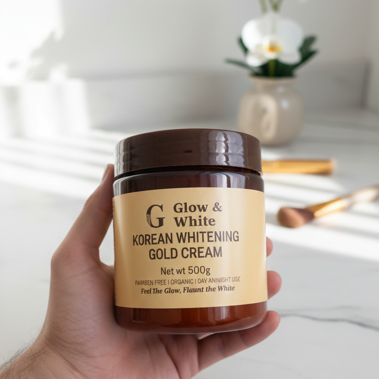 Glow & White Korean Whitening Gold Cream for radiant, bright, and nourished skin care.500Ml