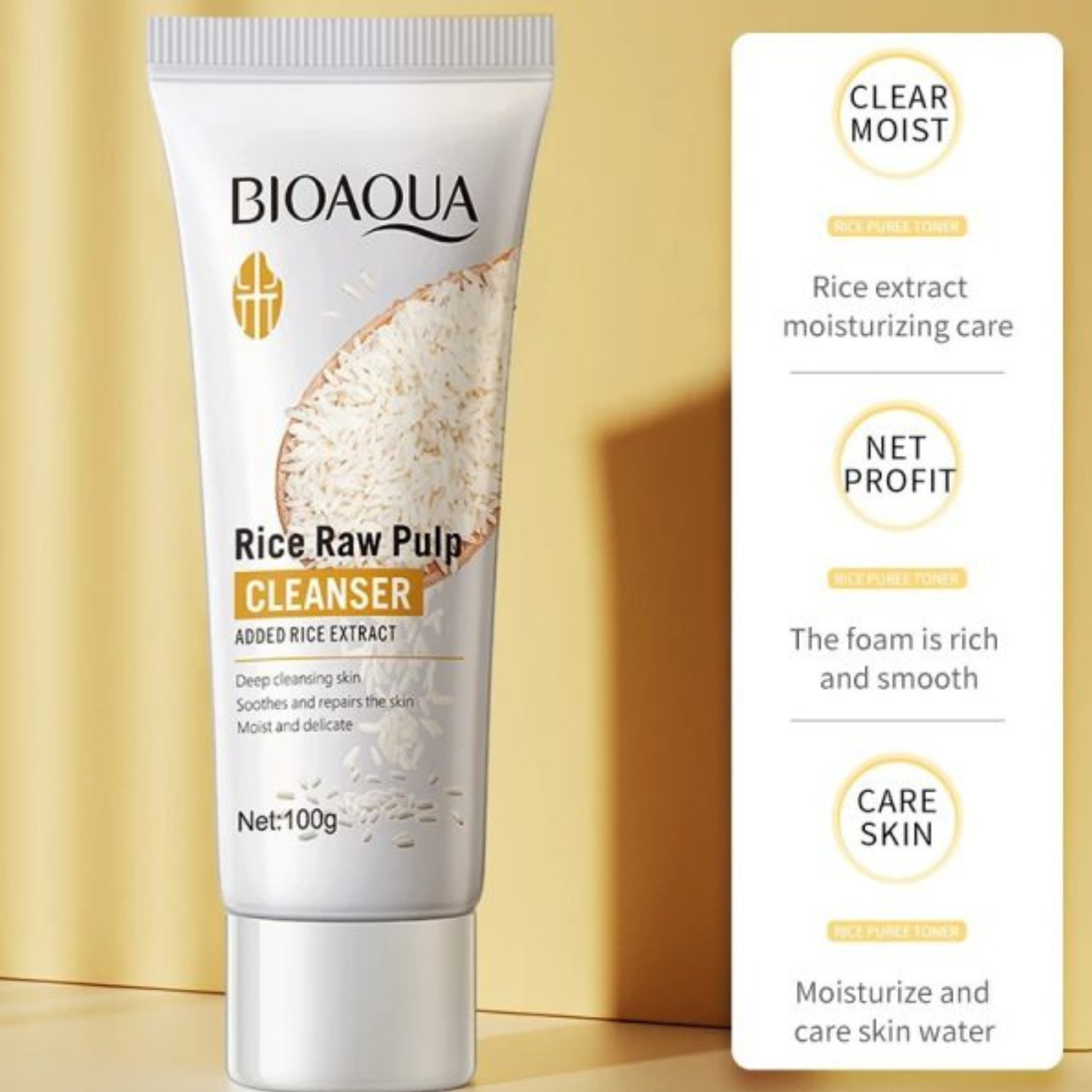 BIOAQUA Rice Raw Pulp Skin Whitening Product - Facial Cleanser (100g)