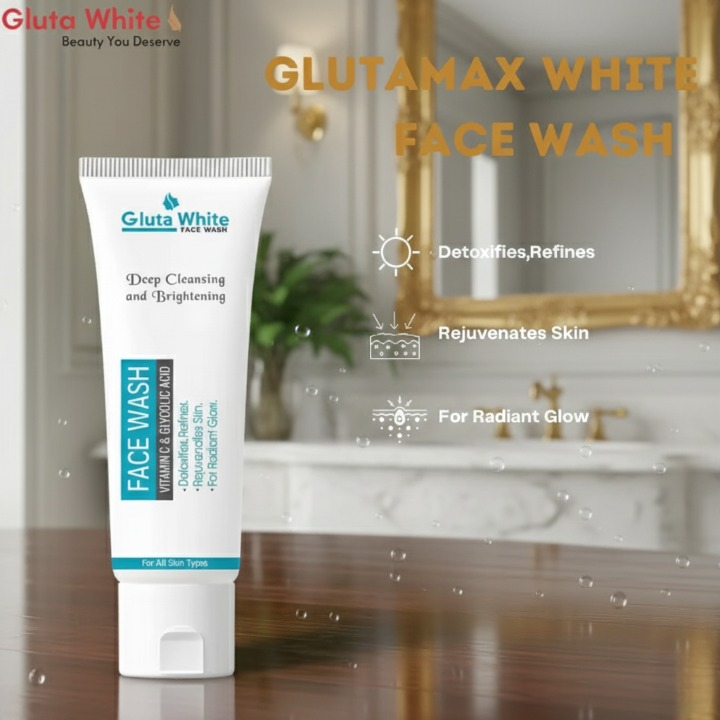 Gluta White Facewash 100ml – Brightening Deep Cleansing Formula for Clear, Glowing Skin, Gentle on All Skin Types, Daily Use Quality Face Wash